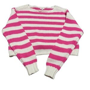Aerie pink and white striped cropped sweater, XXS